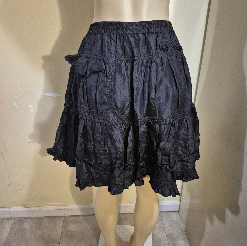Oilily Tiered Black Silk Skirt 36 - Picture 2 of 4